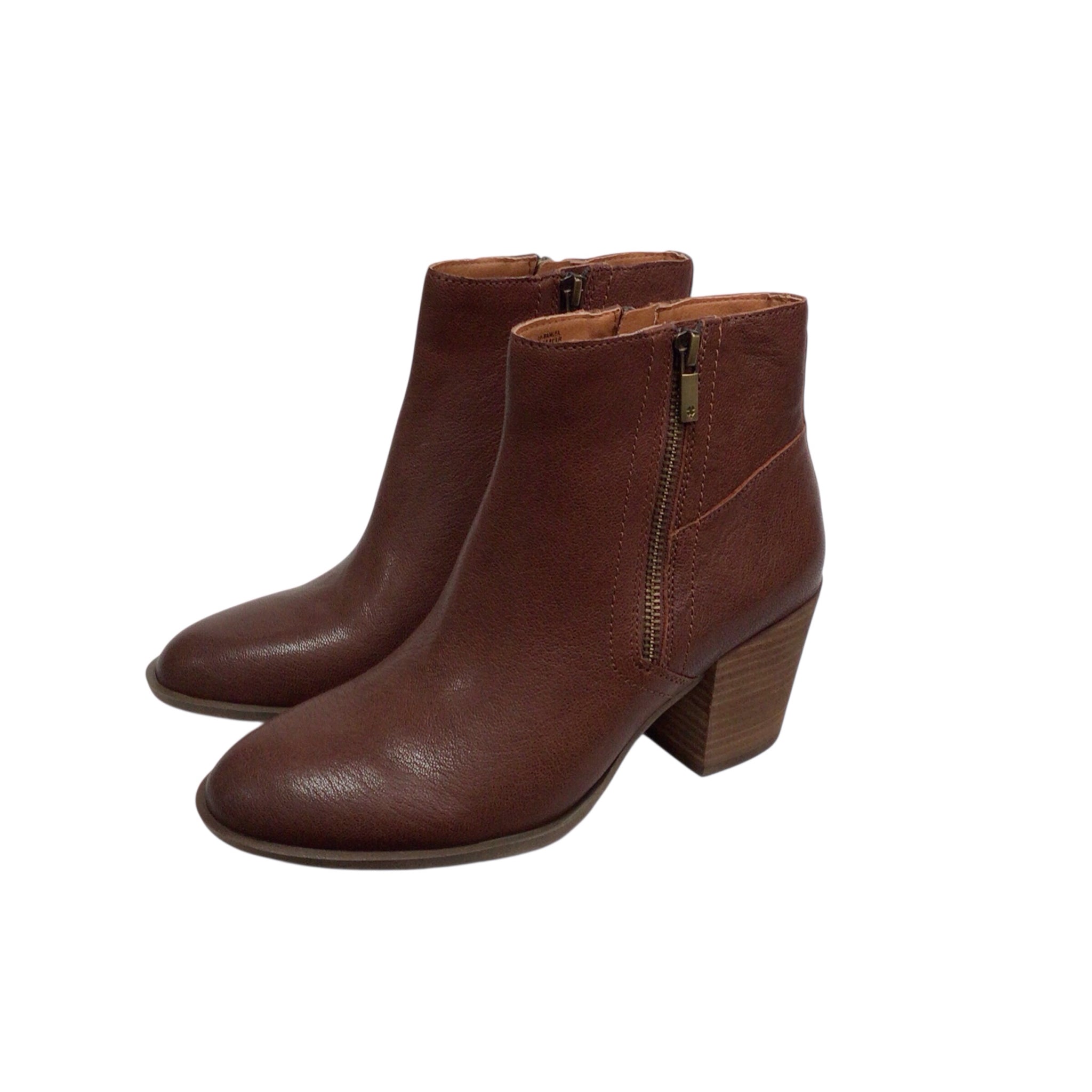 Lucky Brand Bamlea Brown Leather Ankle Boots Size 7.5