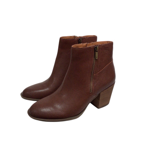 Lucky Brand Bamlea Brown Leather Ankle Boots Size 7.5