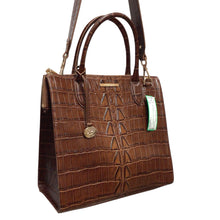 Load image into Gallery viewer, Brahmin Brown Leather Embossed Shoulder Bag Satchel