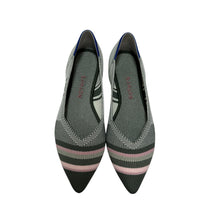 Load image into Gallery viewer, Rothy&#39;s The Point Inverse Gray &amp; Pink Stripe Flats Size 8.5