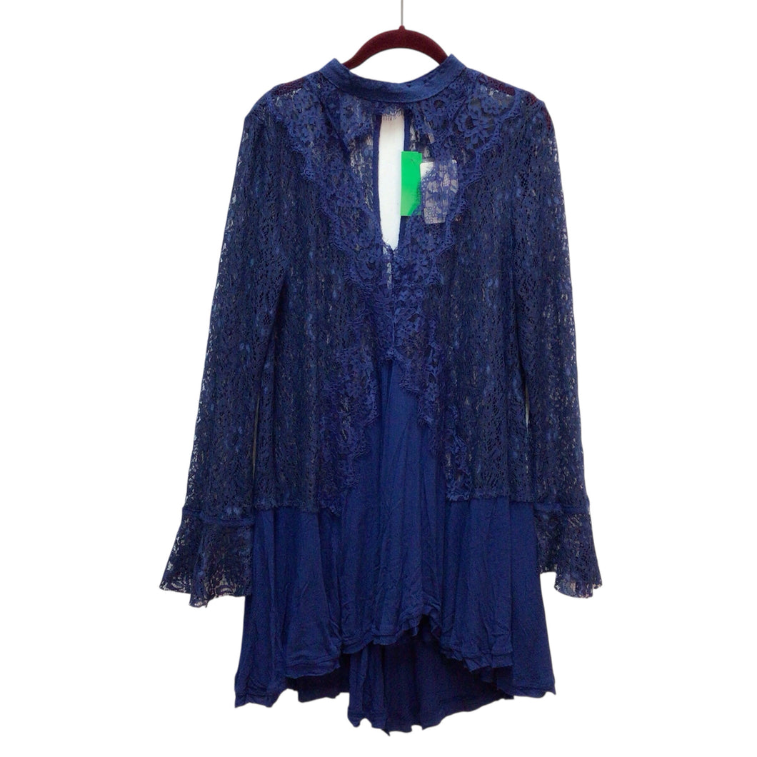 Free People Blue Lacy Long Sleeve Dress Size M NWT