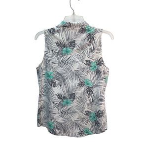 Tommy Bahama Flower Leaves Sleeveless Top Size Small