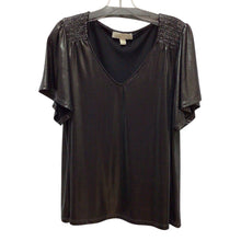 Load image into Gallery viewer, Michael Kors Black Metallic Short Sleeve Top Size XL
