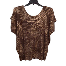 Load image into Gallery viewer, Kim &amp; Cami Brown And Gold Short Sleeve Top Size L