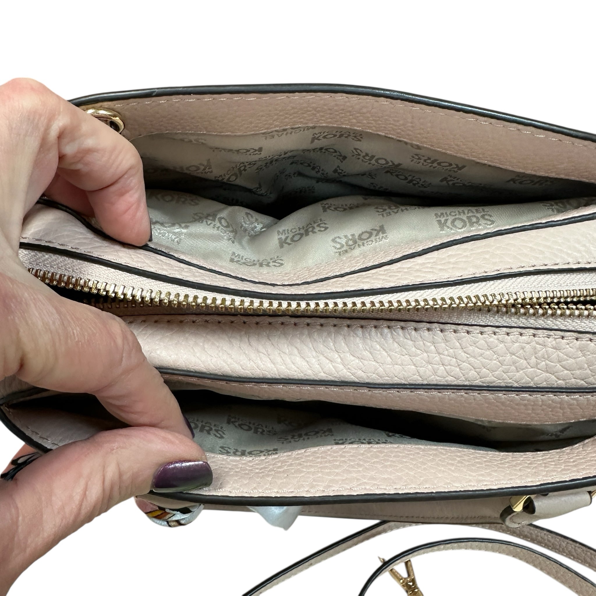 Michael Kors "Hattie" Cream & Blush Bowling Ball Satchel Crossbody Bag