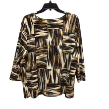 Load image into Gallery viewer, Ruby Rd Mustard, Black, And White Stripe Long Sleeve Top Size 1X