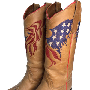 Circle G Women's American Flag Eagle Western Boots Size 7.5 M Tan