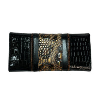 Load image into Gallery viewer, Brahmin Veronica Kairos Black Croc Embossed Leather Wallet