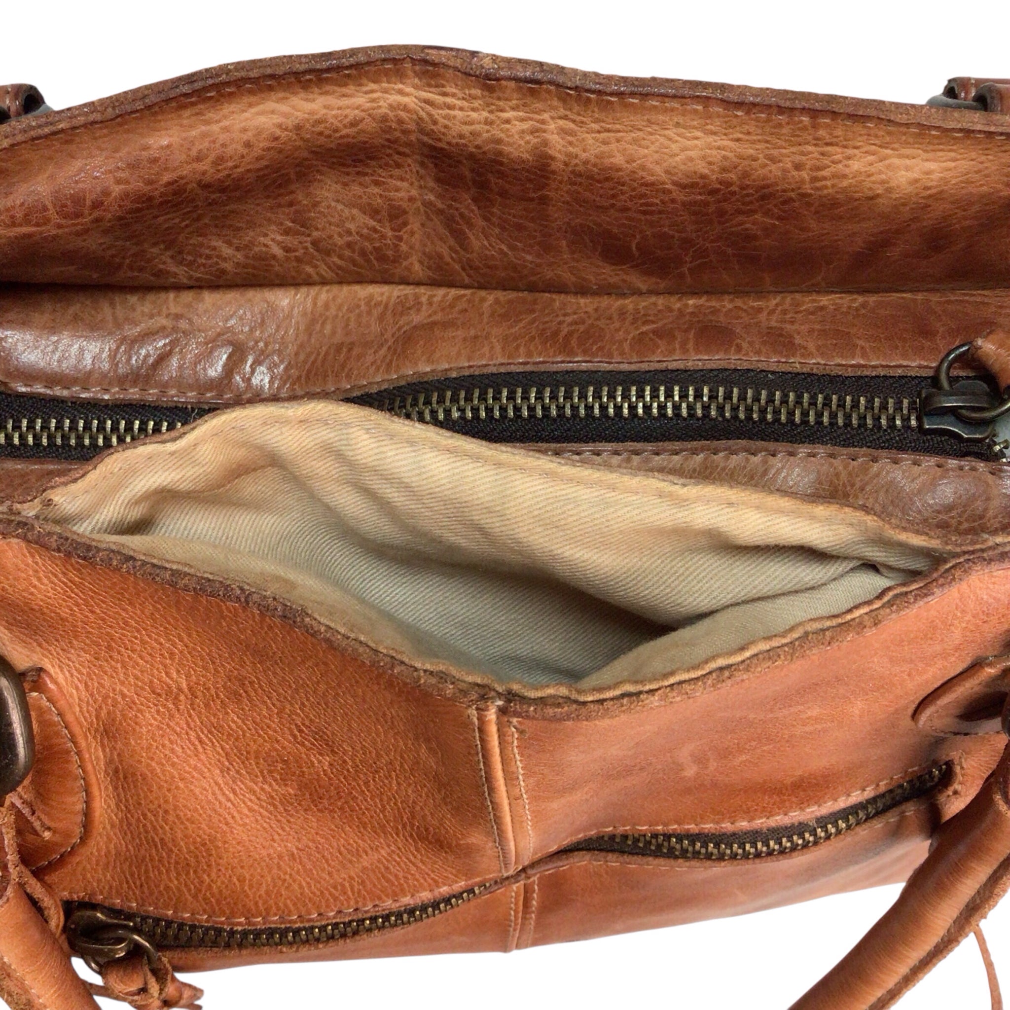 Brown Leather Bed Stu Handbag