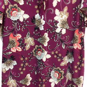 Anne Klein Purple Floral Dress Short Sleeve Top Size L