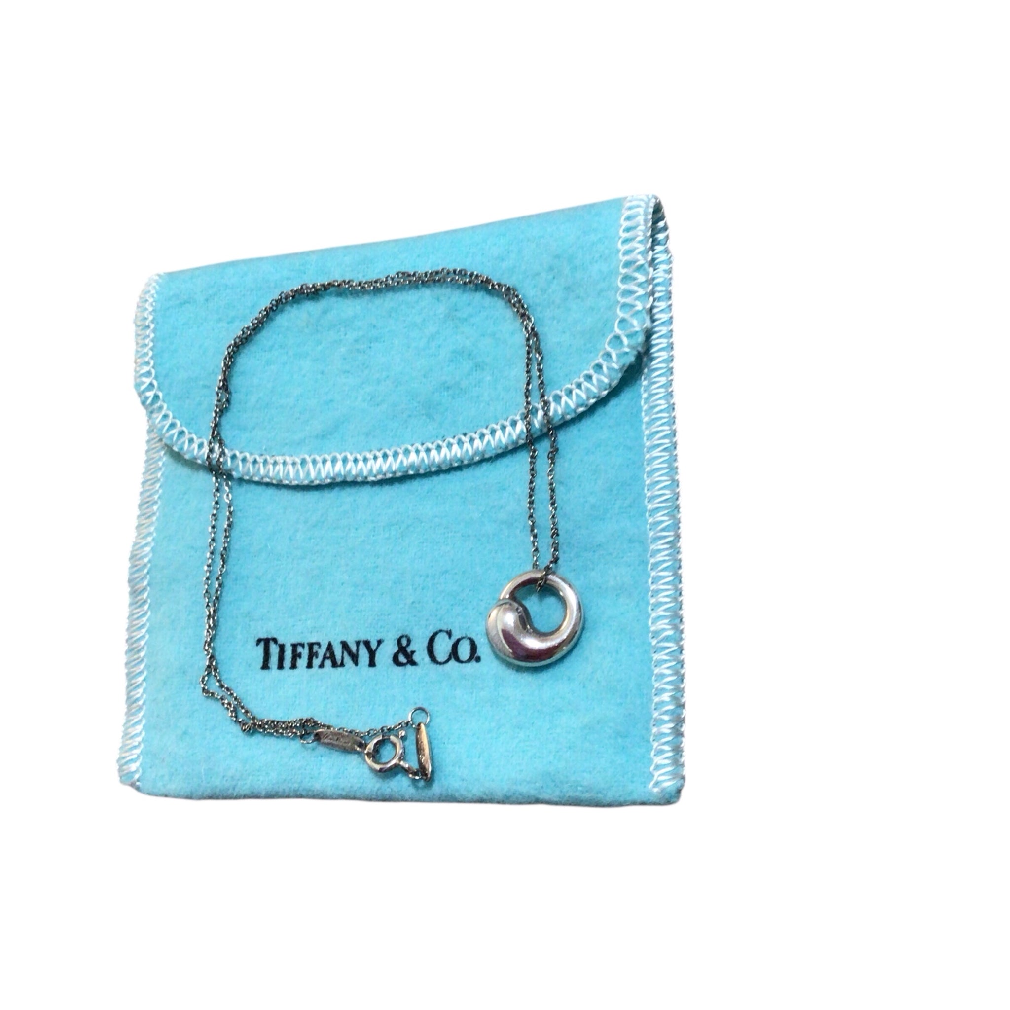 Retired Tiffany & Co Elsa Peretti Sterling Silver Eternal Circle Necklace