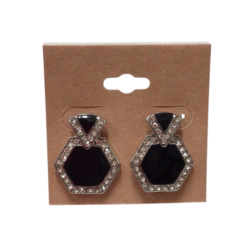 Black & Diamond Studded Earrings