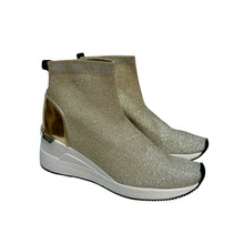 Load image into Gallery viewer, Michael Michael Kors Skyler Metallic Stretch Bootie Silver/Gold Size 8.5 M