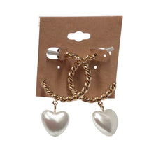 Load image into Gallery viewer, Gold Hoop/White Heart Earrings