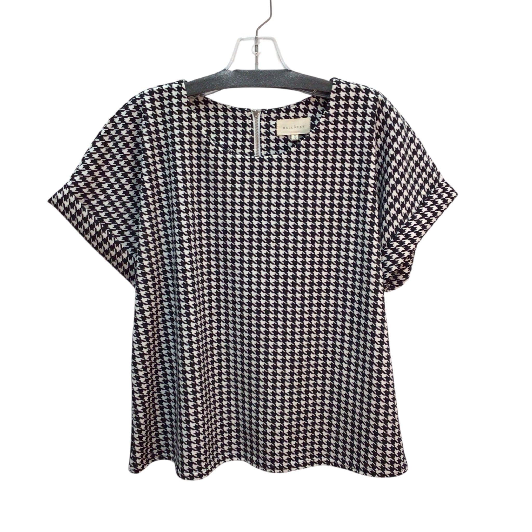 Melloday Black And White Short Sleeve Top Size Medium