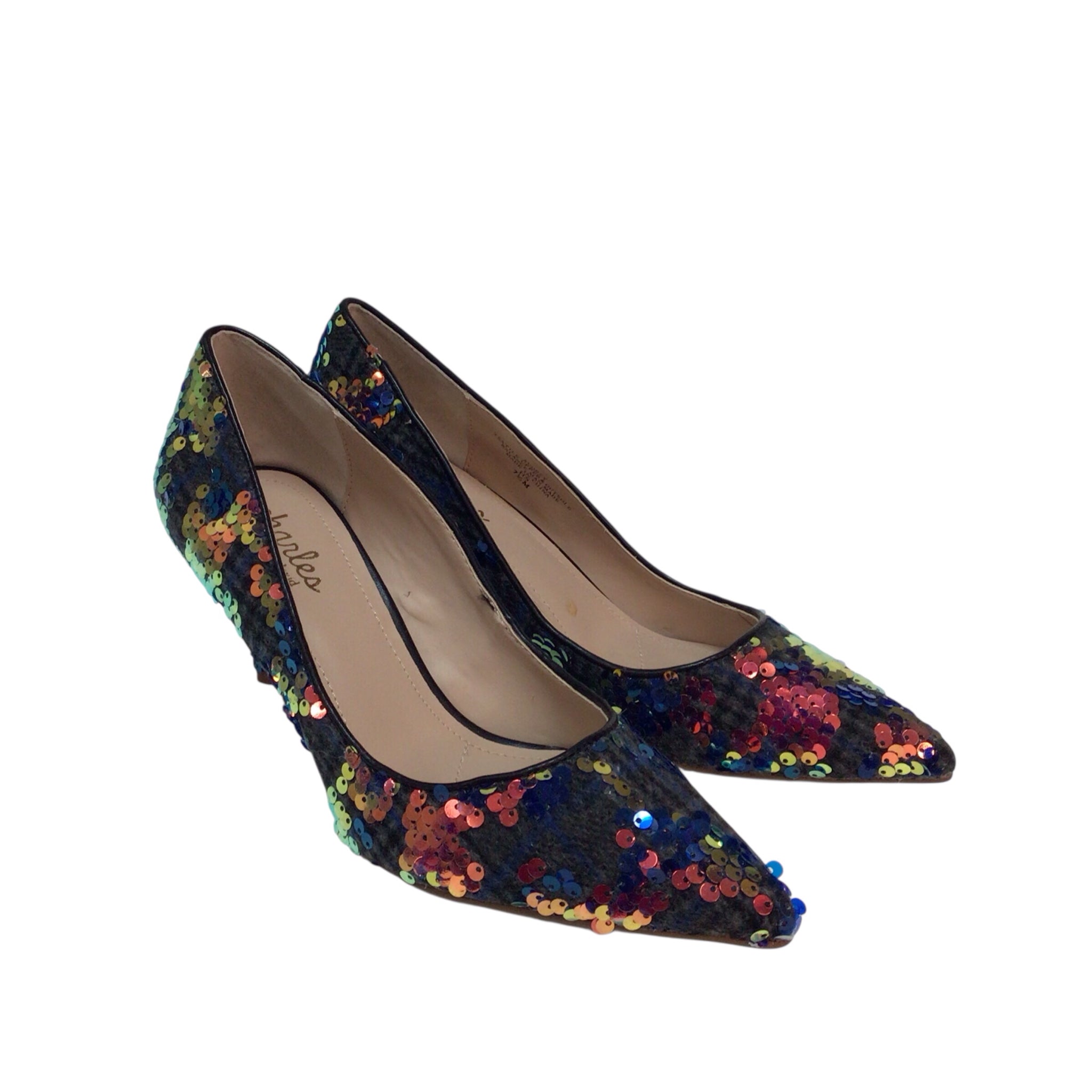 Charles David "Audrey" Blue Sequin Heels Size 7.5