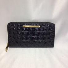 Load image into Gallery viewer, Brahmin Croc Embossed Black Leather Zip Around Wallet