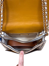 Load image into Gallery viewer, Tory Burch Robinson Straw Leather Shoulder Crossbody Bag Mustard Yellow and Tan
