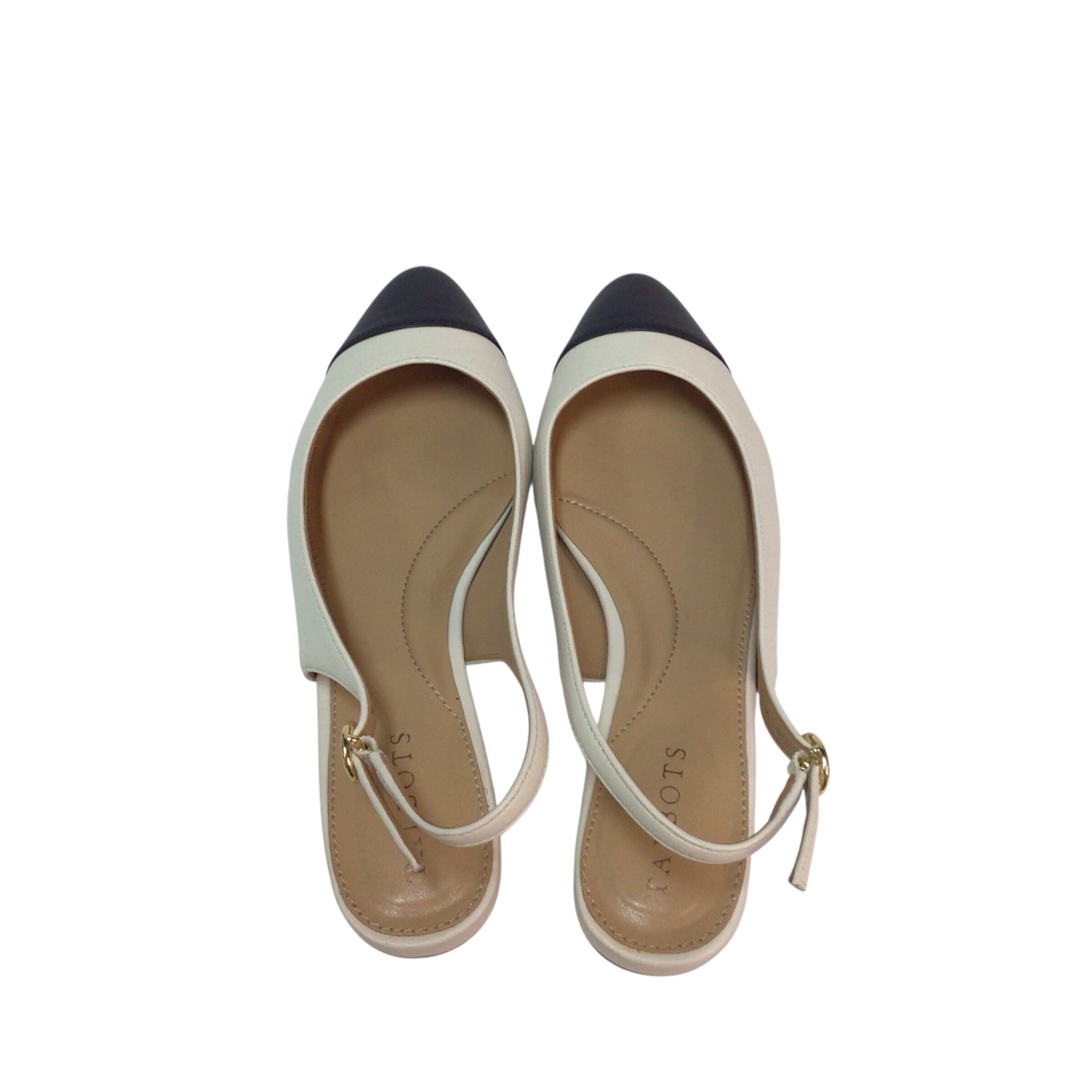 Talbots Sylvie 45 Cream/Black Flats Size 6M