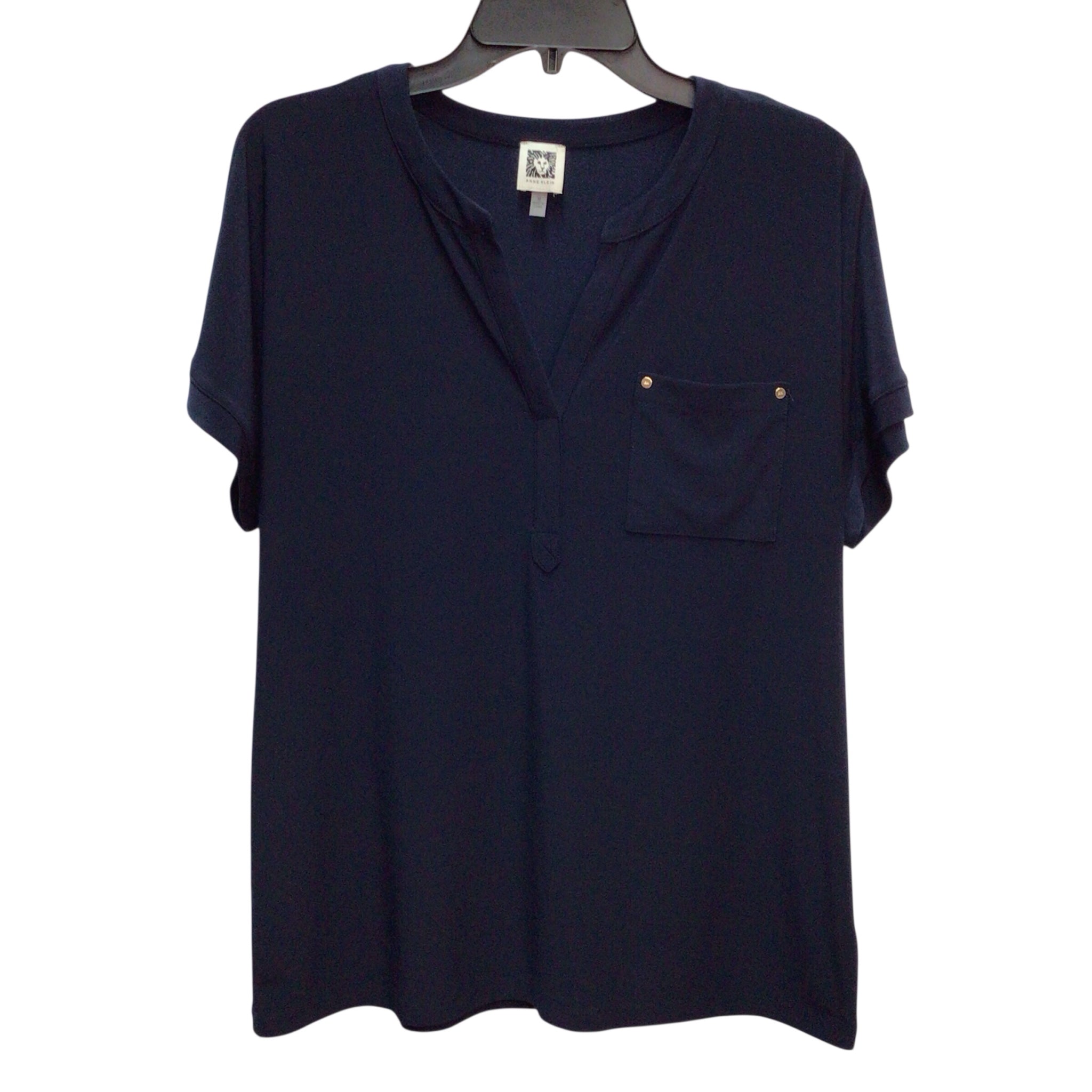 Anne Klein Navy Blue Short Sleeve Top Size M