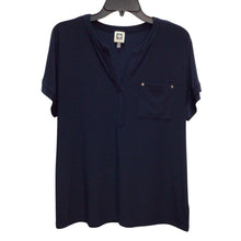 Load image into Gallery viewer, Anne Klein Navy Blue Short Sleeve Top Size M