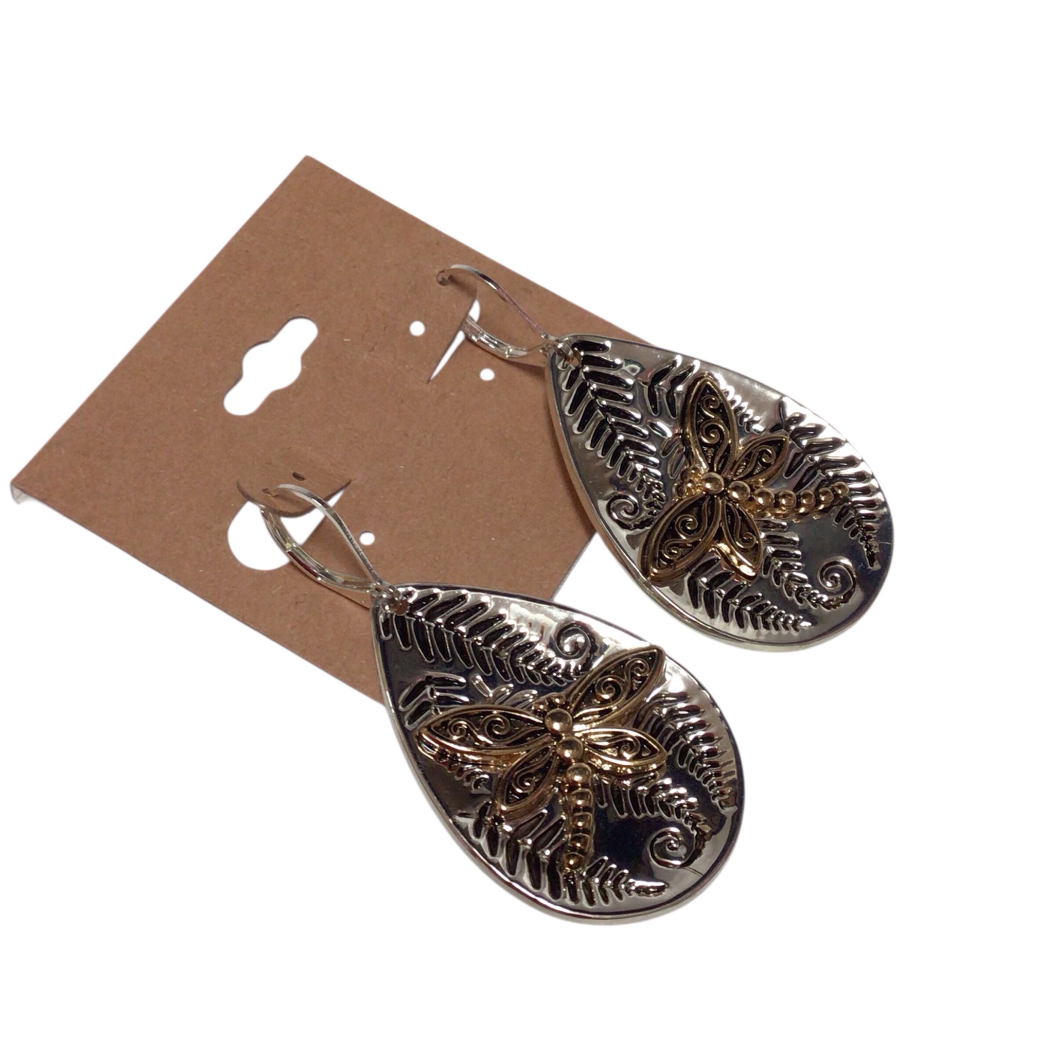 Silver + Gold Dragonfly Earrings