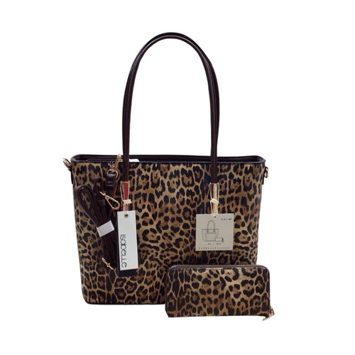 Cheetah Print Tote Handbag with Matching Wallet