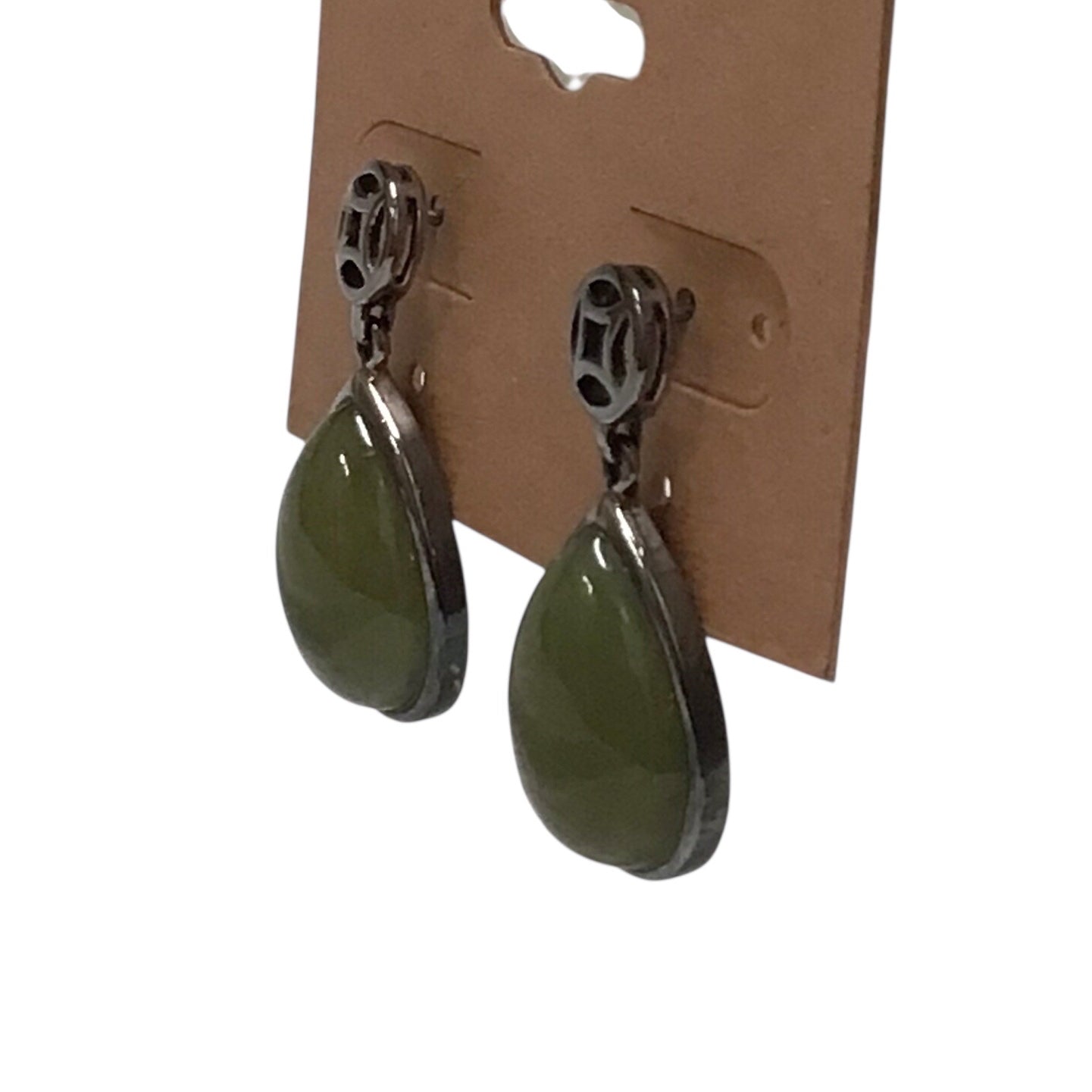 Green Jade Sterling Silver  Earrings Jadeite 925 Silver Vintage Post Earrings