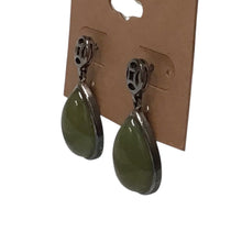 Load image into Gallery viewer, Green Jade Sterling Silver  Earrings Jadeite 925 Silver Vintage Post Earrings