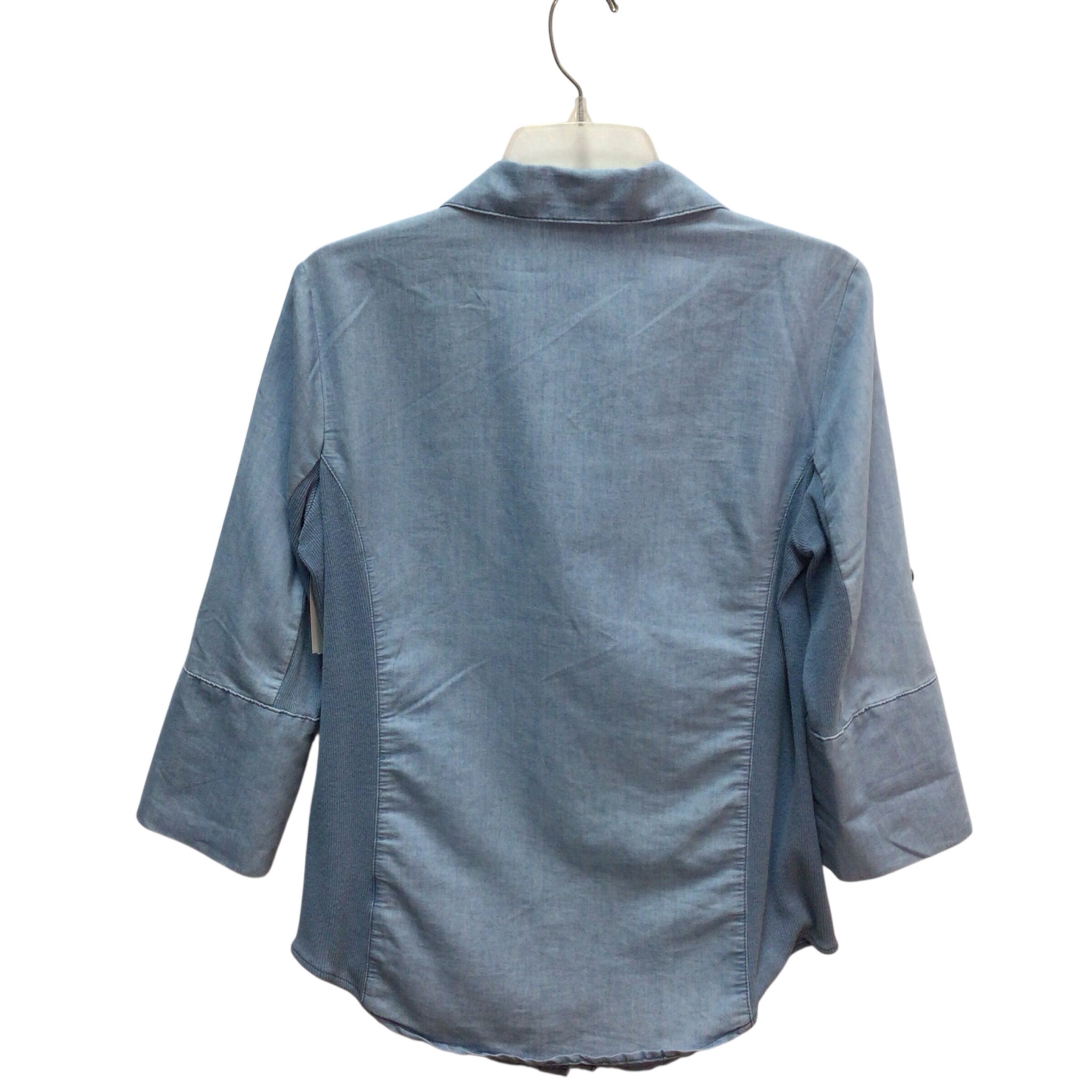 Cavalini Blue Button Down Long Sleeve Top Size L