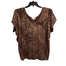 Load image into Gallery viewer, Kim &amp; Cami Brown And Gold Short Sleeve Top Size L