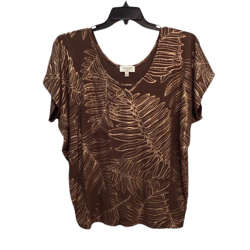 Kim & Cami Brown And Gold Short Sleeve Top Size L