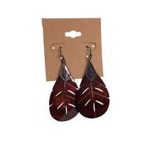 Load image into Gallery viewer, Brown Leaf Dangling Earrings