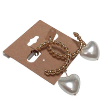 Load image into Gallery viewer, Gold Hoop/White Heart Earrings