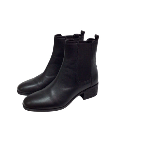Kenneth Cole Reaction Leather Salt Chelsea Black Ankle Boots Size 7.5