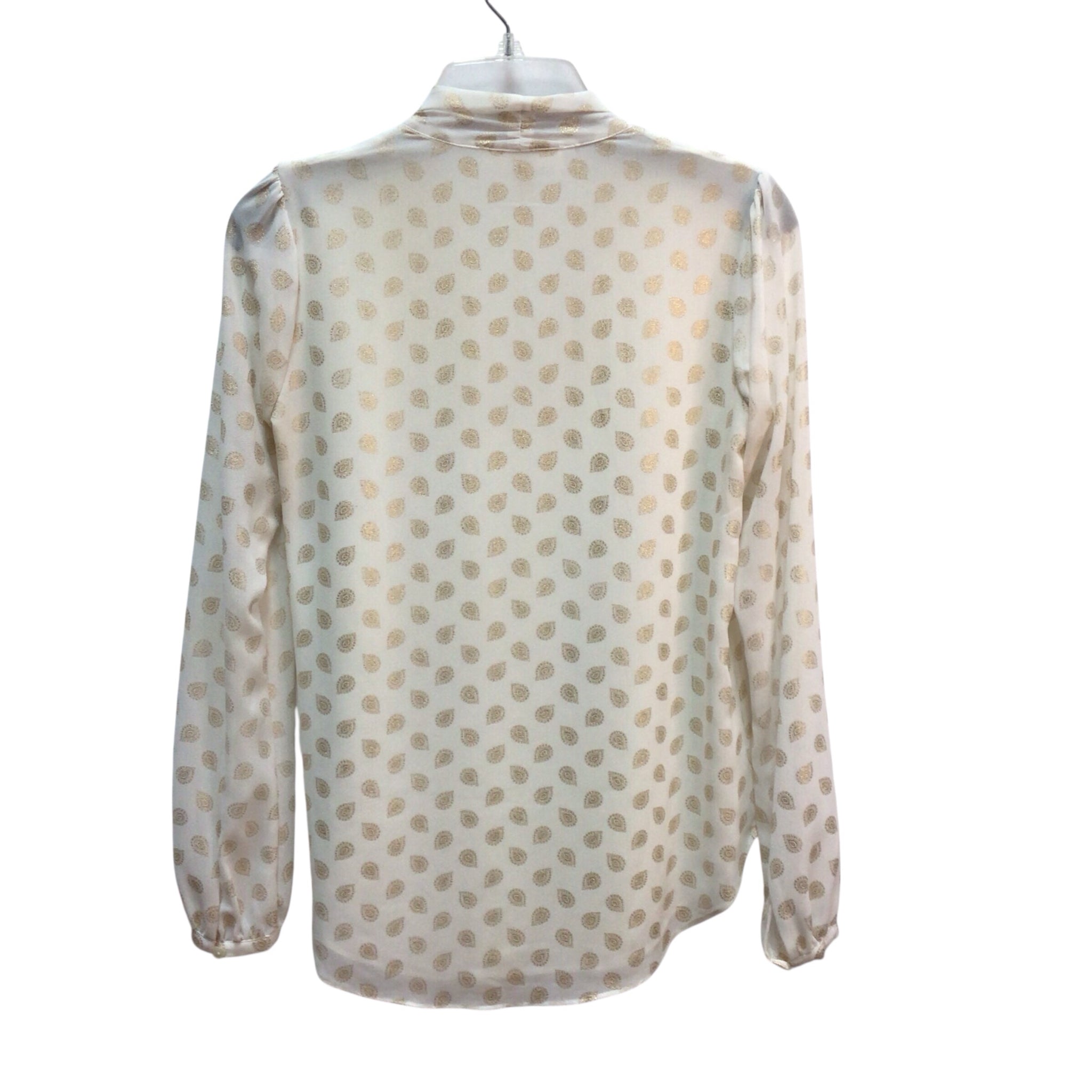 Michael Kors Cream And Gold Polka Dots Long Sleeve Top Size XS