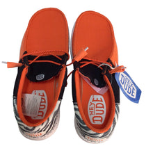 Load image into Gallery viewer, Hey Dude Orange and Black Wally Tri Party Animal Shoes Size 9.5 NWT