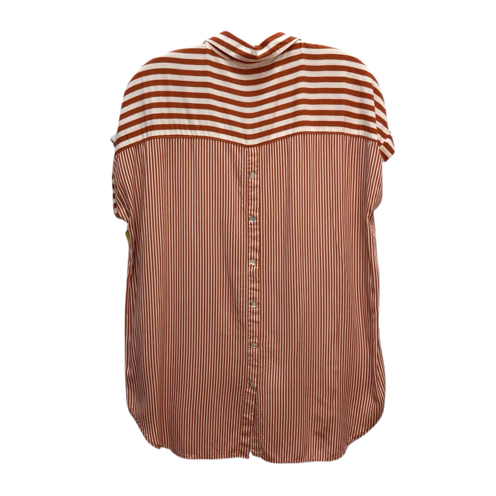 Jane + Delancy Orange Stripes Button Down Short Sleeve Top Size L