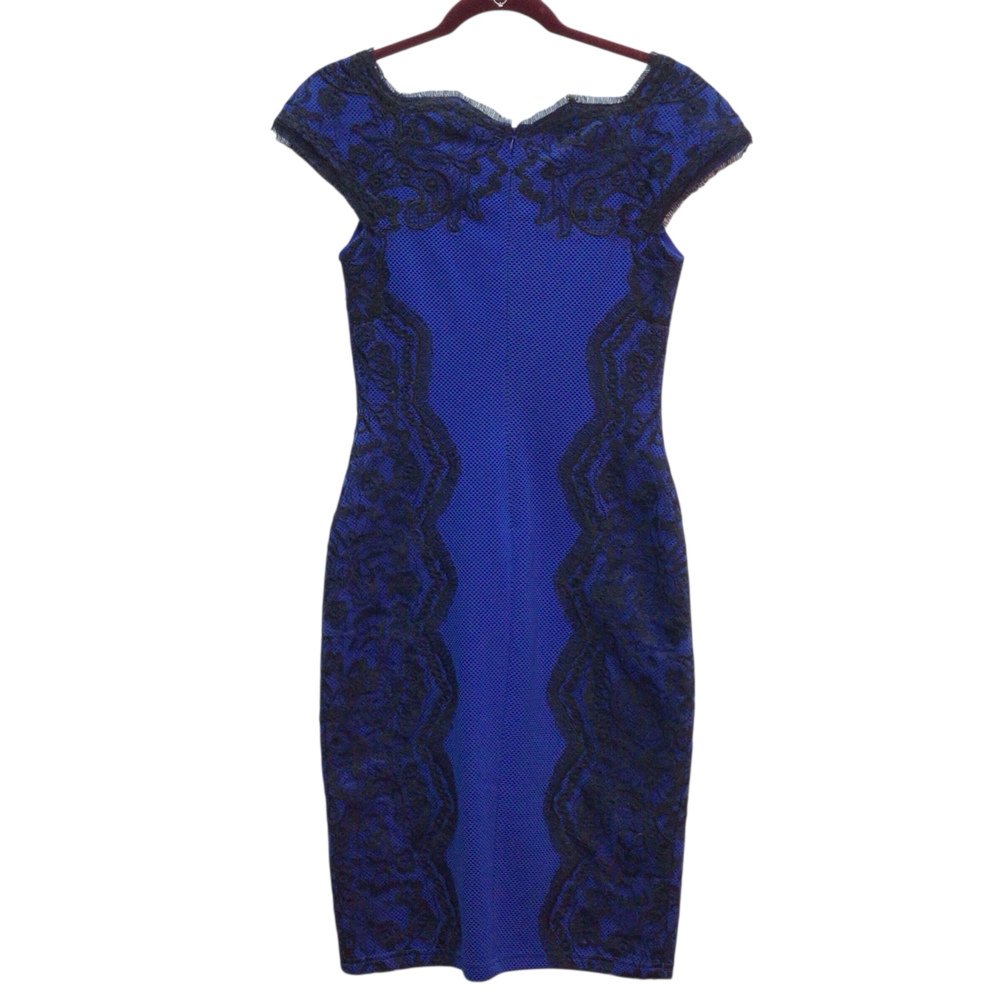 Tadashi Shoji Blue and Black Lace Size XS Dress