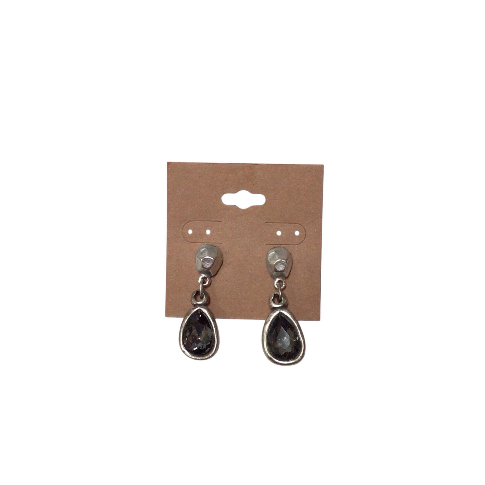 Silver And Black Dangle Post Earrings