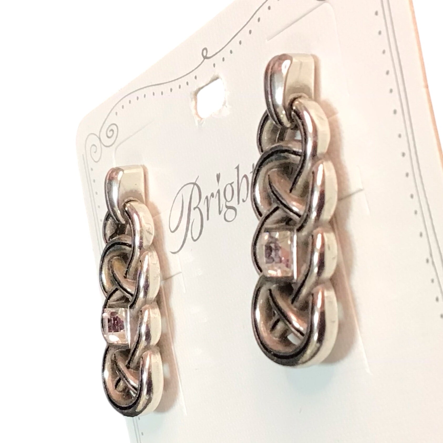 Brighton Interlok Lustre Post Style Silver Plated Dangle Earrings JA7601