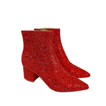 Load image into Gallery viewer, Betsey Johnson Kyla Red Glass Stone Rhinestone Booties Size 8.5
