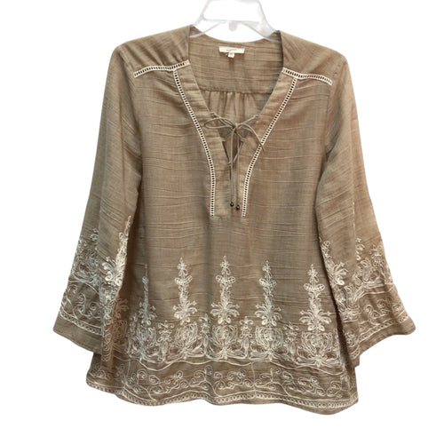 Mystree Long Sleeve 100% Cotton Embroidered Top Size M