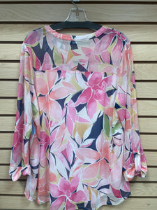 Juniper+Lime Long Sleeve Top Pink And Yellow Size 2X