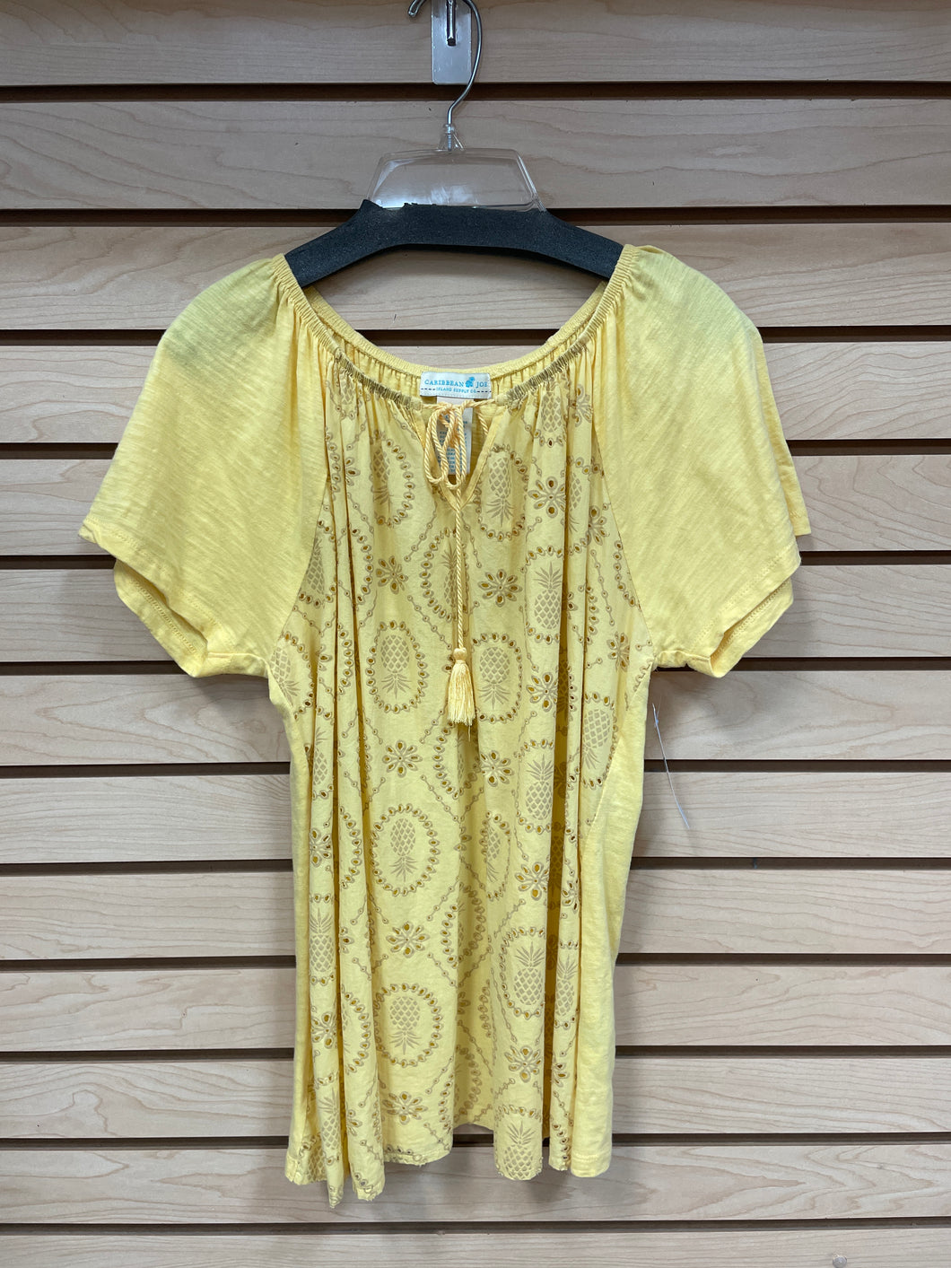 Caribbean Joe Short Sleeve Top Yellow Size Large