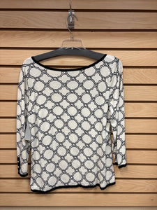 Talbots Long Sleeve Top White And Black Size Medium