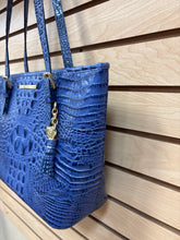 Load image into Gallery viewer, Brahmin Leather Croc Embossed Shoulder Bag Blue