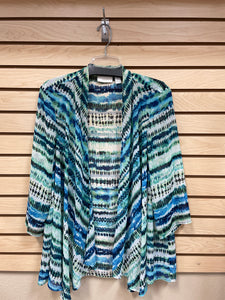 Chico's Long Sleeve Cardigan Blue And Green Size Large