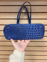 Load image into Gallery viewer, Brahmin Leather Croc Embossed Shoulder Bag Blue