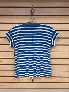 Talbots Short Sleeve Top Blue And White Size Petite Small